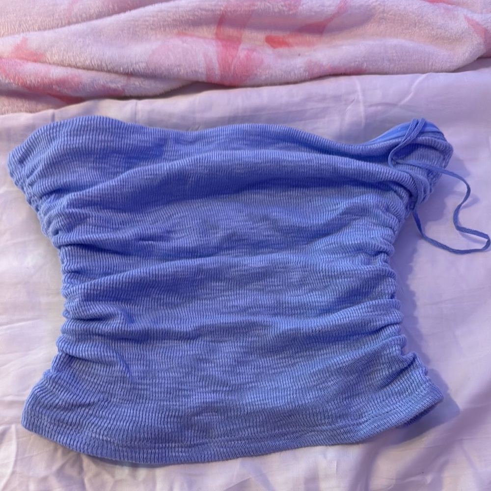 Blue Ruched Fitted Sleeveless Camisole